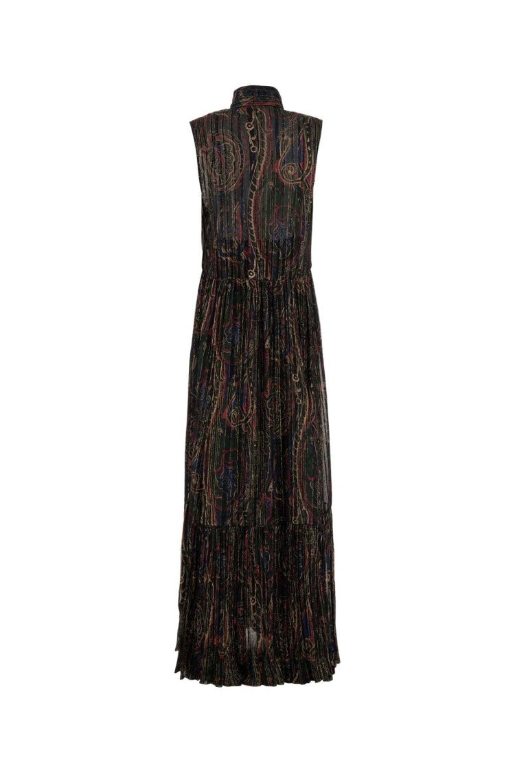 Saint Laurent Printed Silk Blend Long Dress