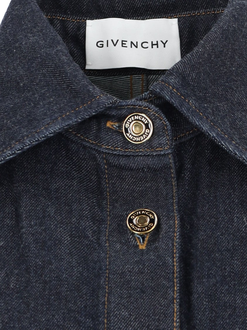 Givenchy Logo Denim Shirt, Blue, Classic Collar, Button Closure