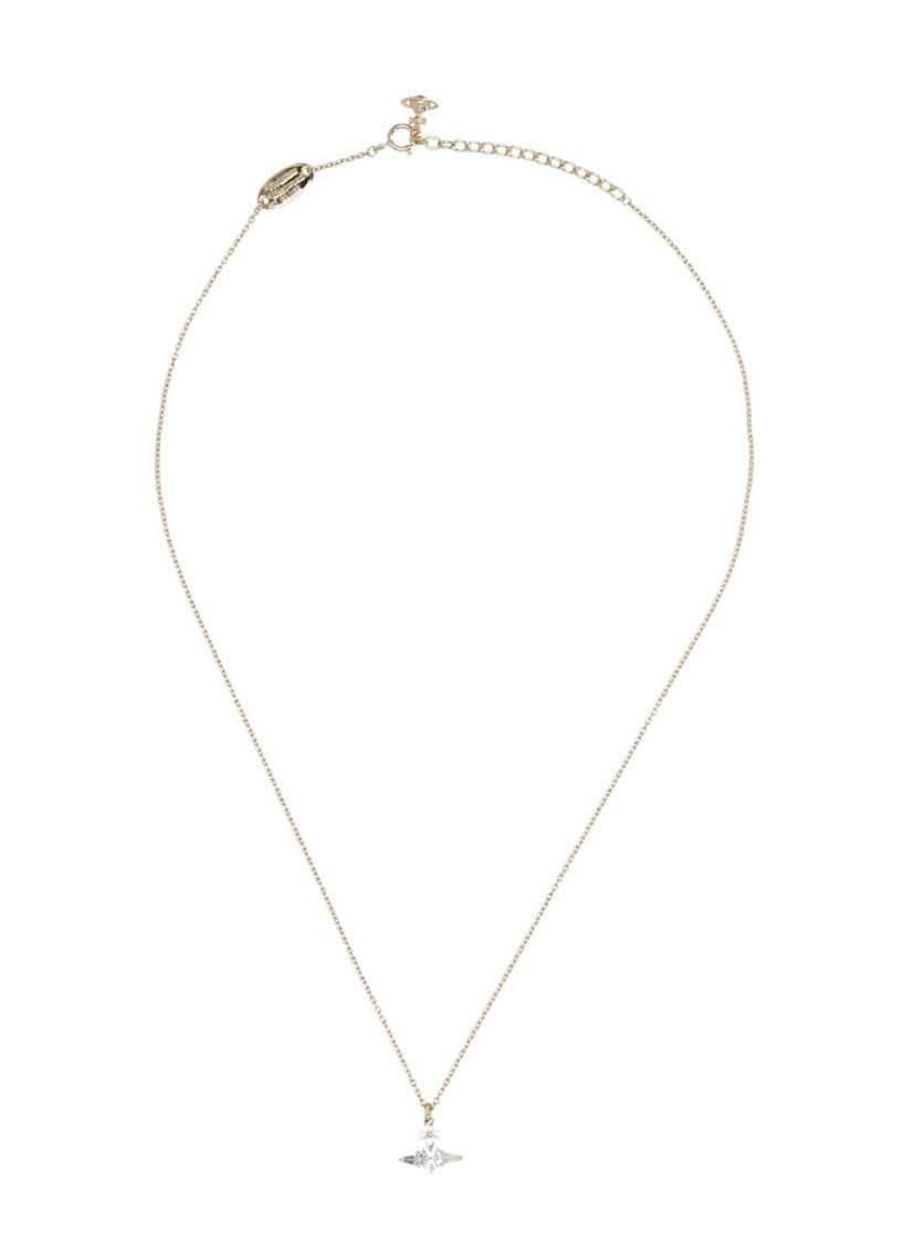 Vivienne Westwood Orb Pendant Gold Necklace With Strass Details