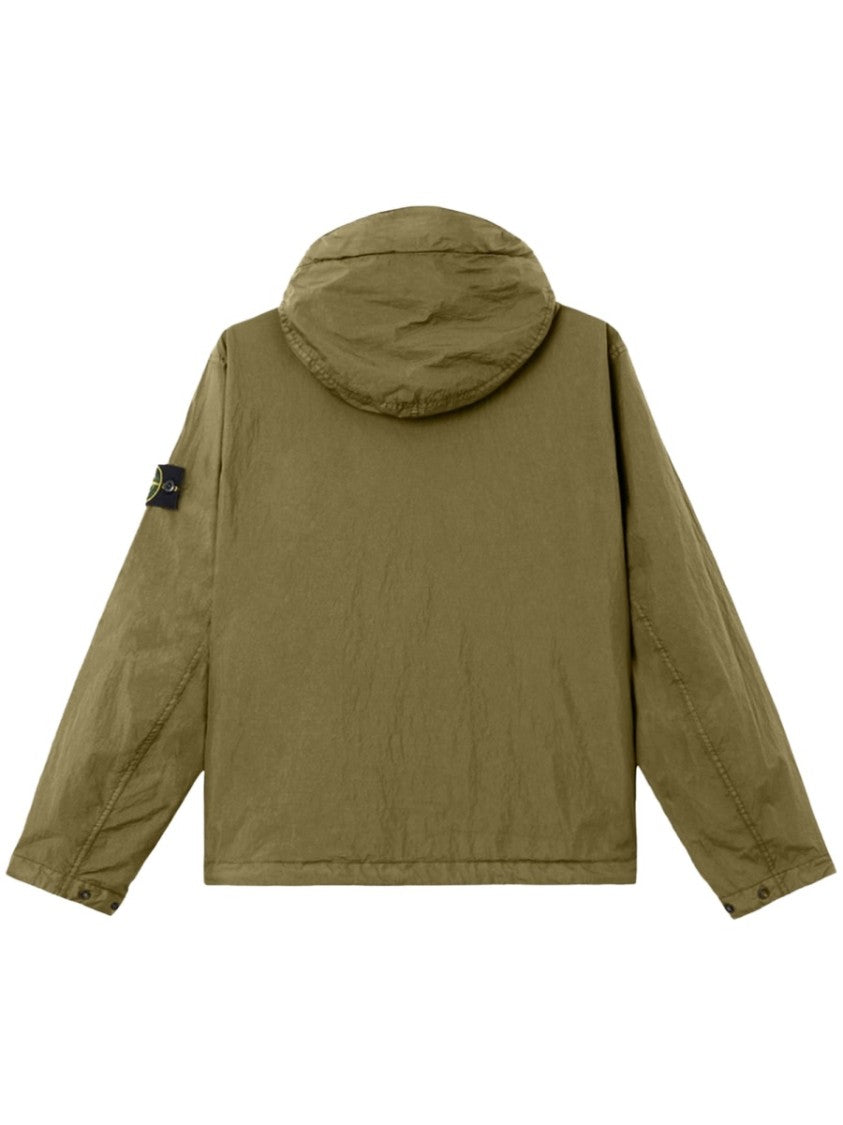 Stone Island Neutrals Crinkled Texture Zippered Jacket