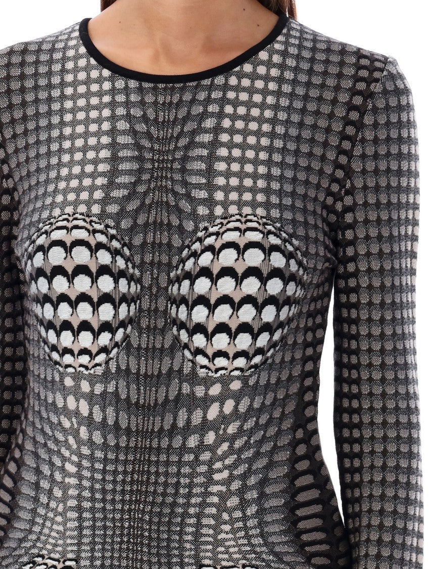 Marine Serre Moon Skin Jacquard Knit Fitted Sweater