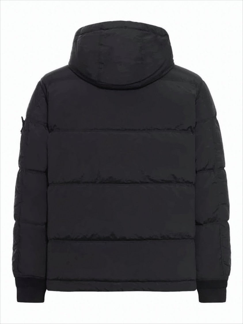 Stone Island Hooded Down Parka With Horizontal Quilting