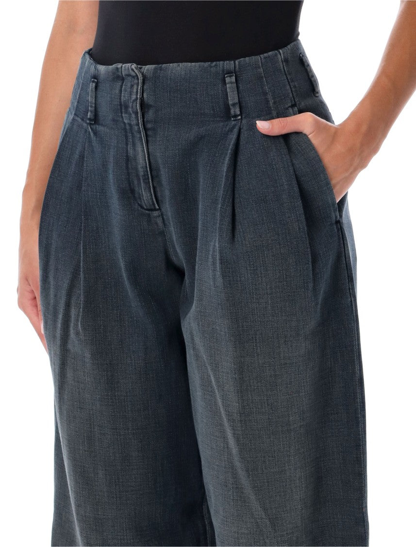 Golden Goose Wide Leg Flavia Denim With High Waist And Front Pleats