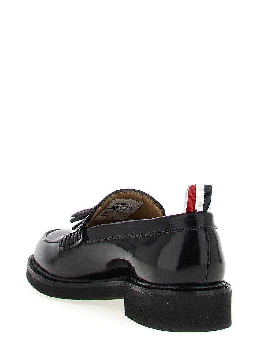 Thom Browne Polished Calf Leather Tassel Loafers With Grosgrain Detail