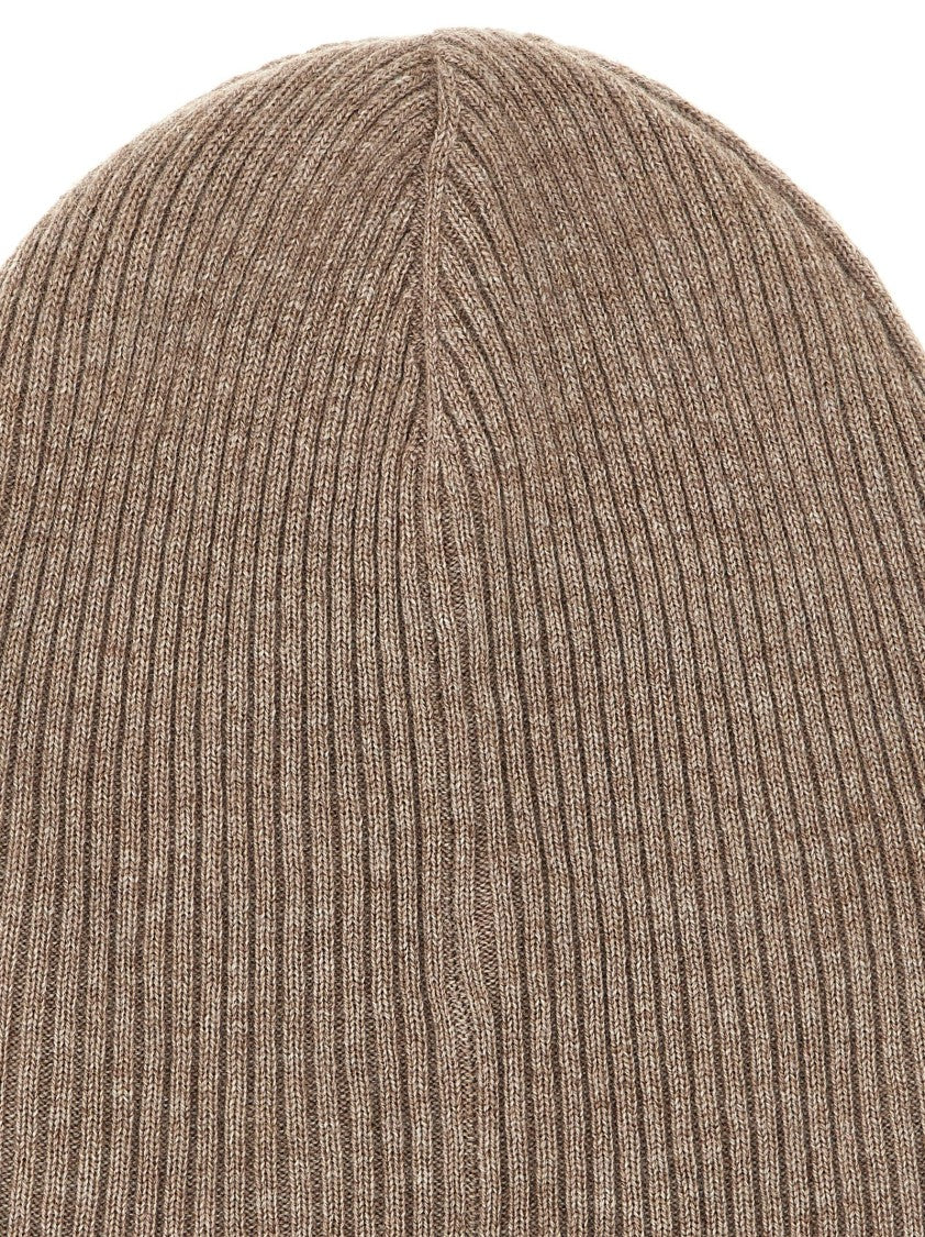 Brunello Cucinelli Ribbed Brown Cashmere Beanie