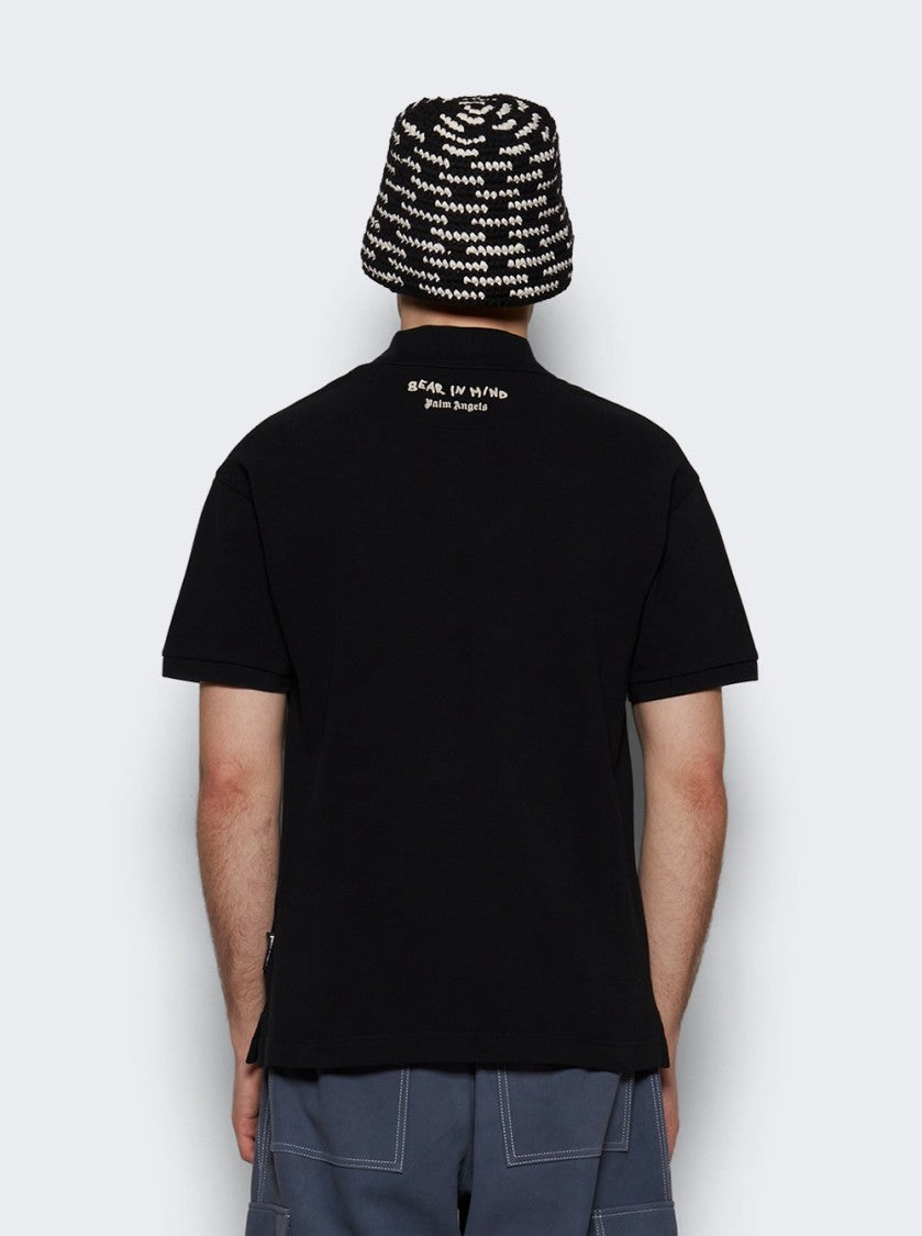 Palm Angels Mini Bear In Mind Polo Shirt - Black