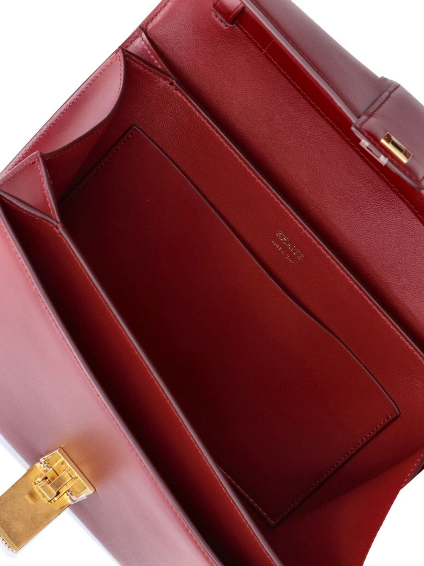 Khaite Burgundy Blake Gold-Closure Leather Shoulder Bag