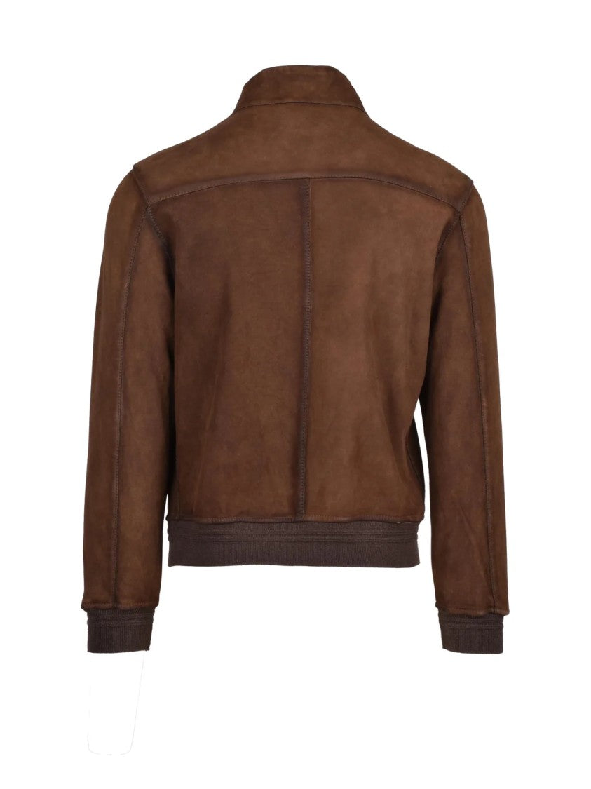 The Jack Leathers D-Bostonian Brown Suede Leather Jacket With Zip Closure