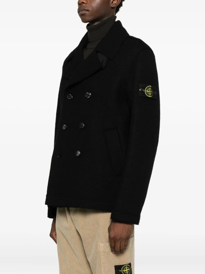 Stone Island Double-Breasted Wool Peacoat
