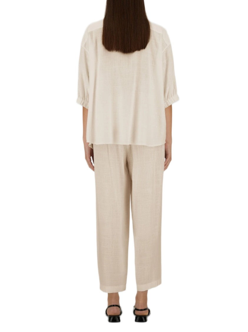 Herno Relaxed Cropped Trousers With Drawstring Waistband