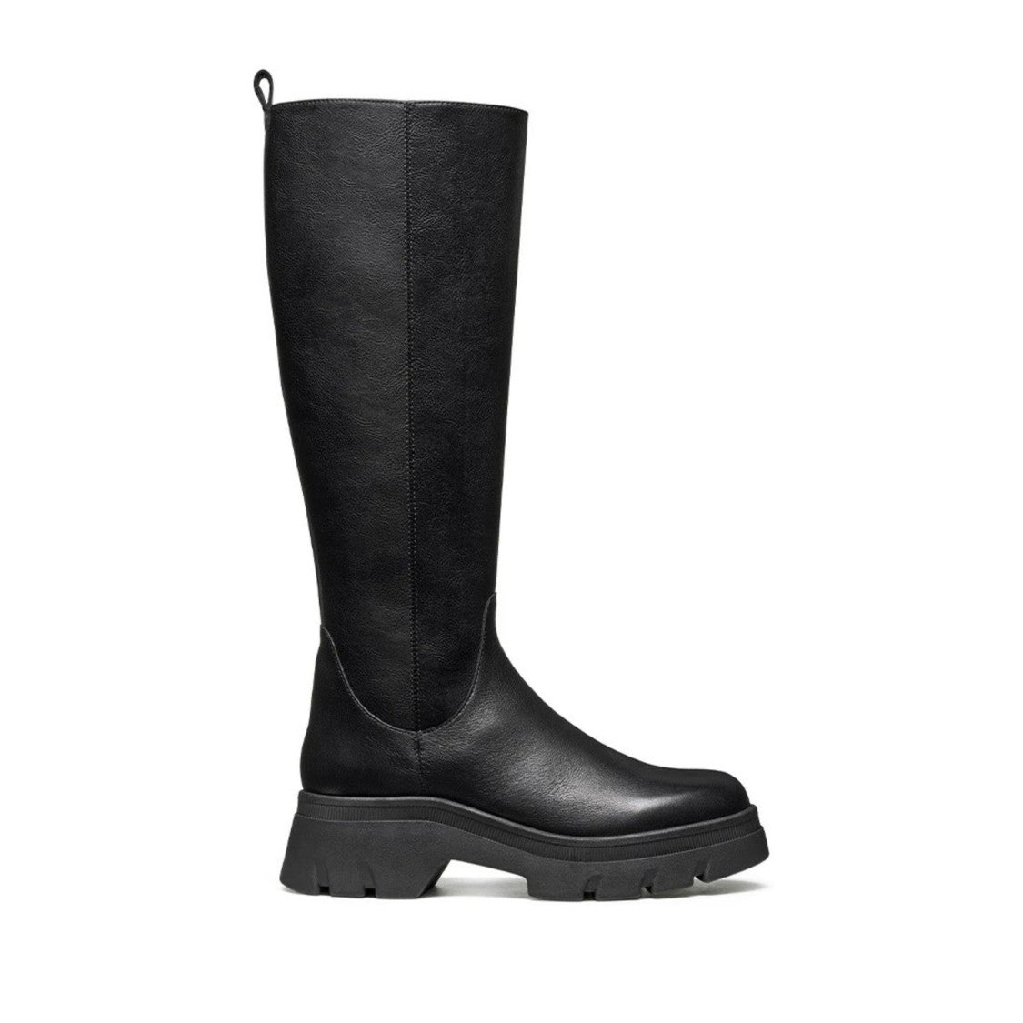 Geox Black Pluette Tall Flat Side Zipper Boots
