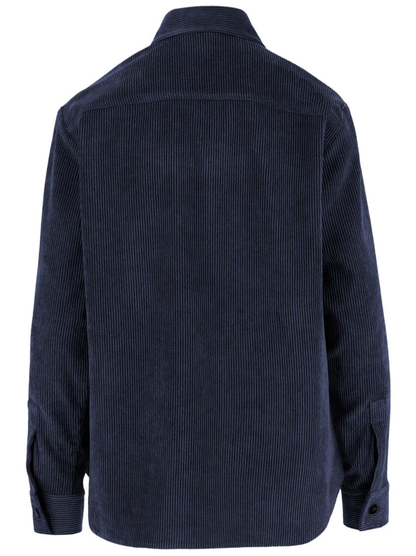 F.It Blue Boxy Corduroy Flap Shirt