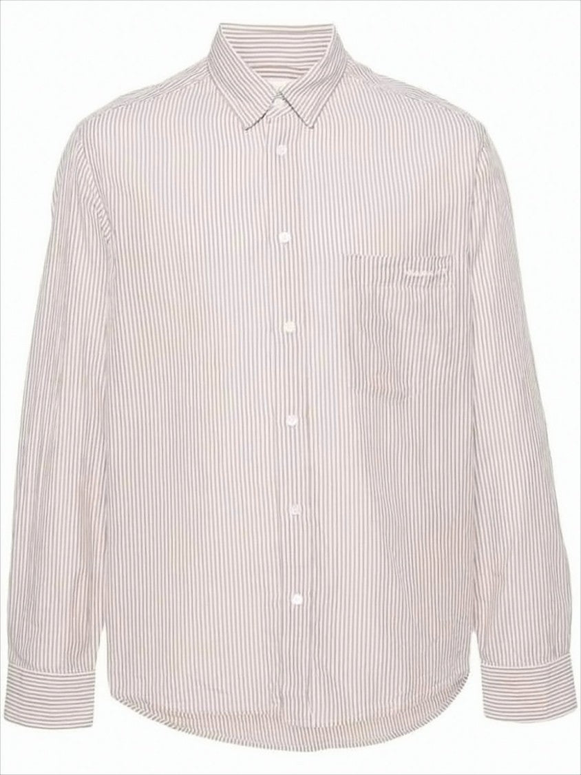 Isabel Marant Vertical Striped Long-Sleeve Shirt With Classic Collar