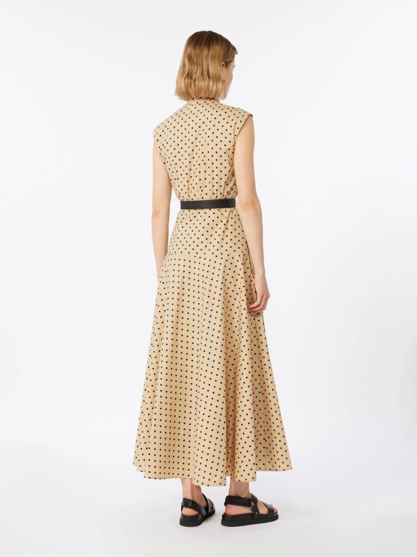 Max Mara Sleeveless Midi Dress With Polka Dot Pattern