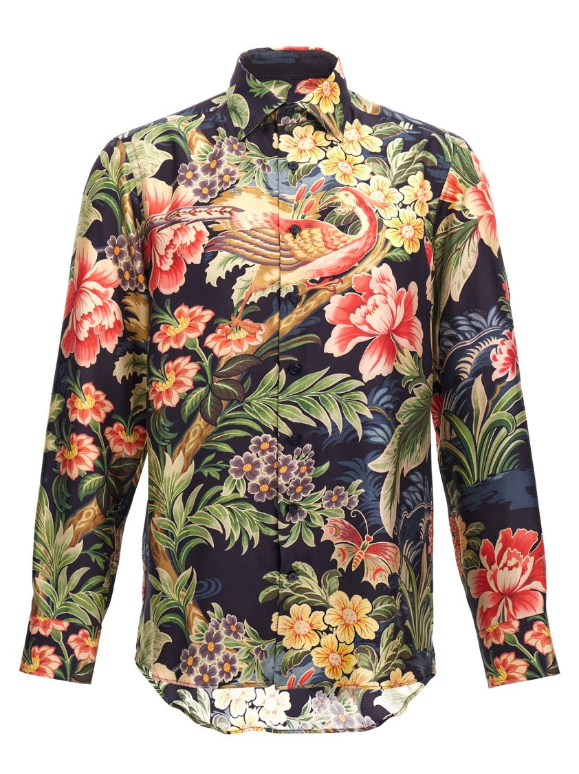 Etro Multicolor Floral Print Silk Shirt