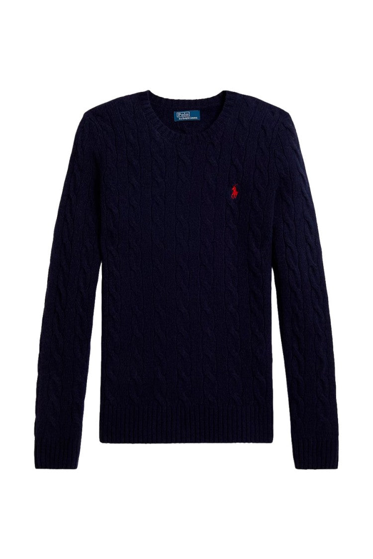 Polo Ralph Lauren Navy Wool-Cashmere Blend Cable-Knit Sweater