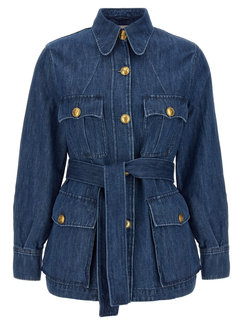 Valentino Garavani Delavé Linen Blend Cotton Denim Jacket