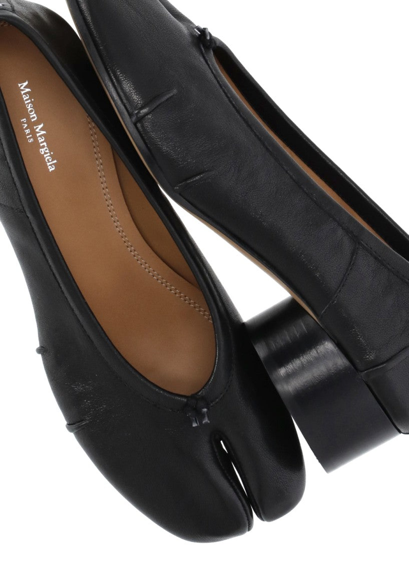Maison Margiela Black Tabi Bow Leather Heeled Shoes