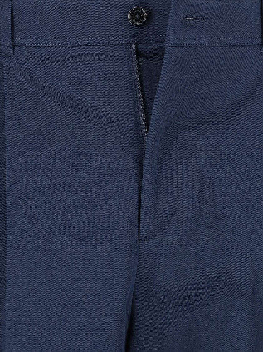 Valentino Navy Mid-Rise Tailored Cotton Trousers