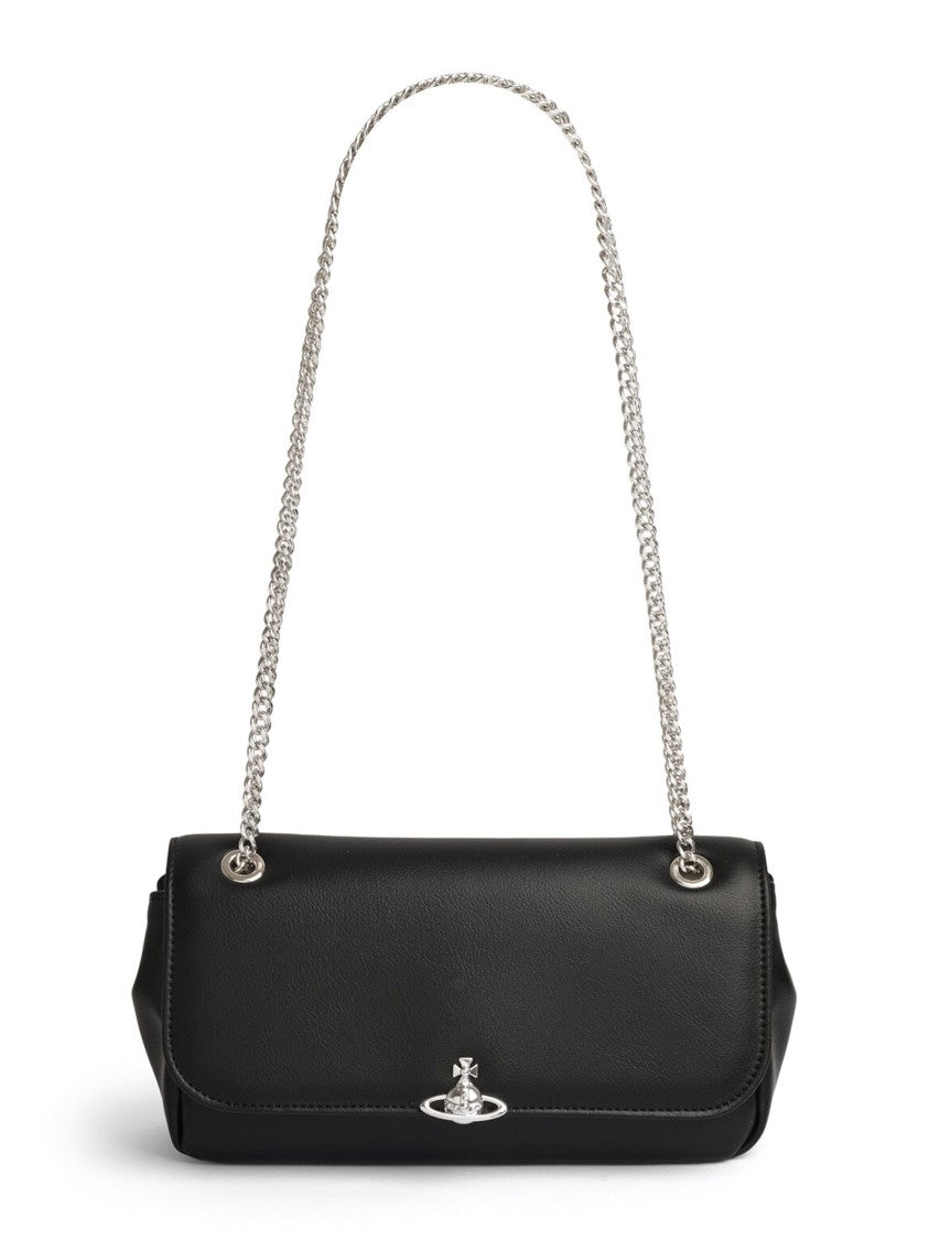 Vivienne Westwood Chain Crossbody Black Leather Purse