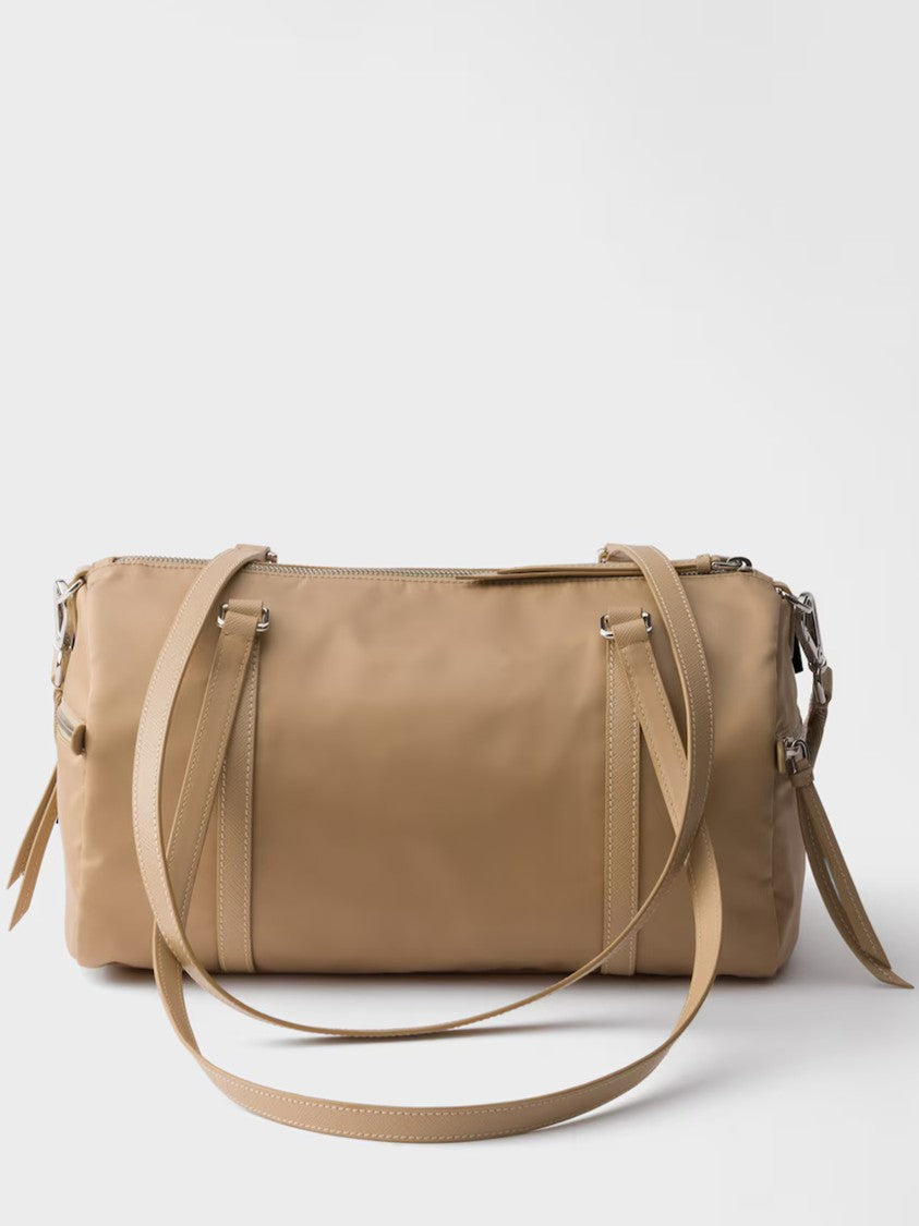 Prada Neutral Bauletto Matte Finish Handbag
