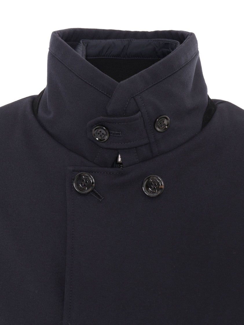 Moorer Bas-Tz Dark Blue Double-Breasted High-Collar Jacket