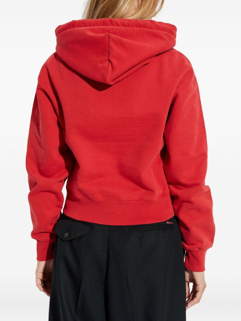 Jacquemus Cropped Red Sweatshirt With Hood