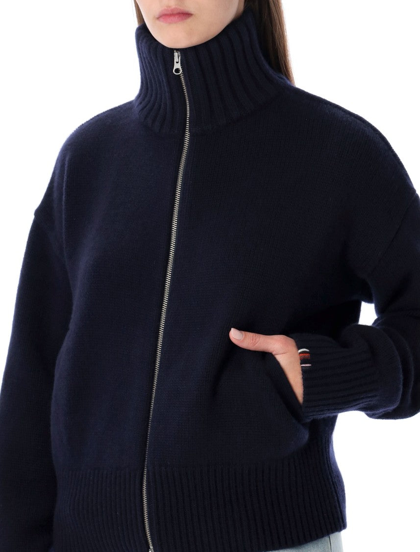 Extreme Cashmere Minimalist Zip-Up Jacket With High Collar