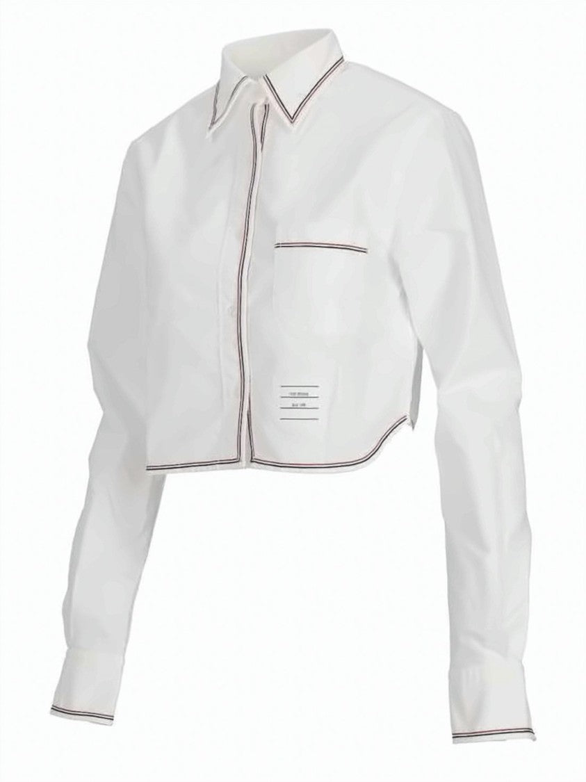 Thom Browne Cropped Long-Sleeve Shirt With Classic Collar