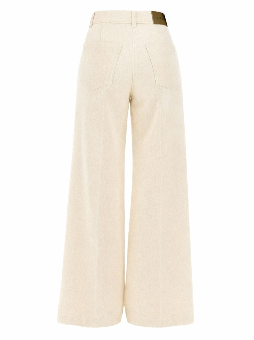 Aspesi High-Waisted Wide-Leg Cotton Denim Pants