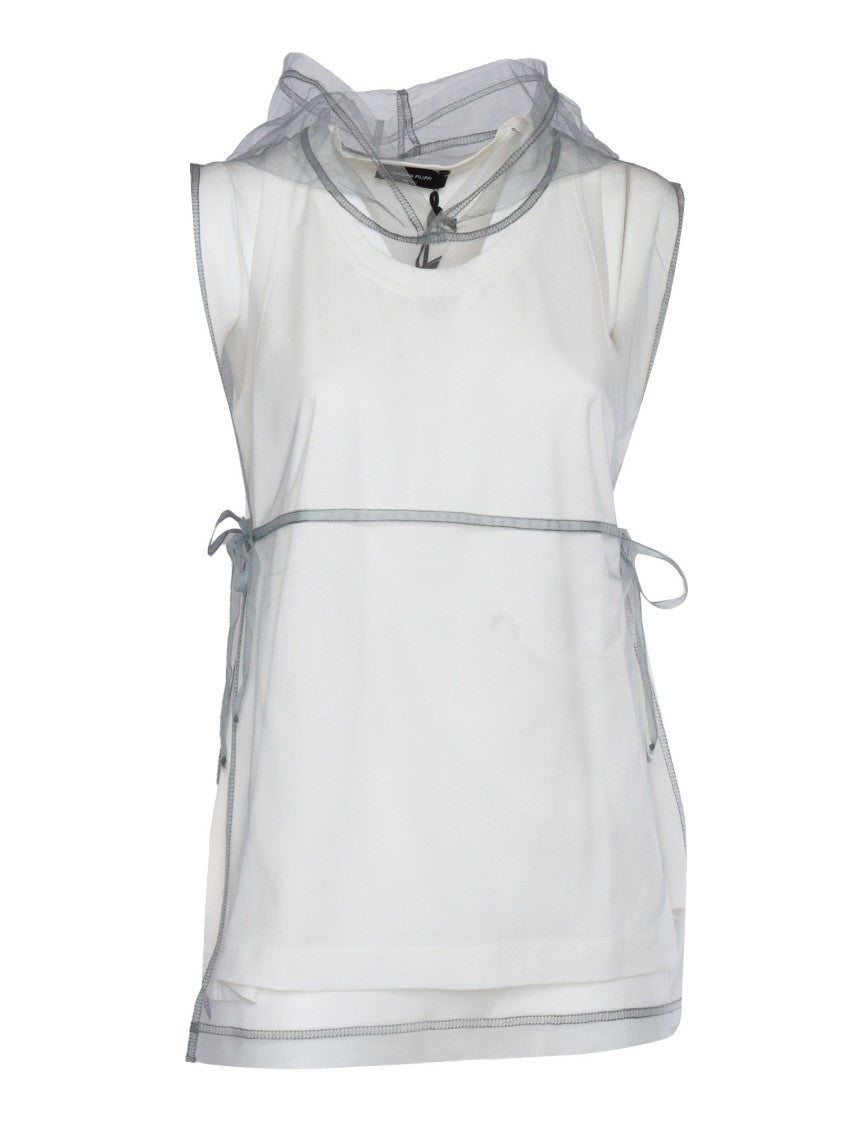 Fabiana Filippi Jersey Tank Top With Hooded Tulle Layer