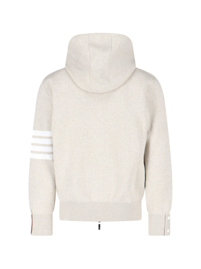 Thom Browne Beige 4-Bar Zip-Up Cotton Hoodie
