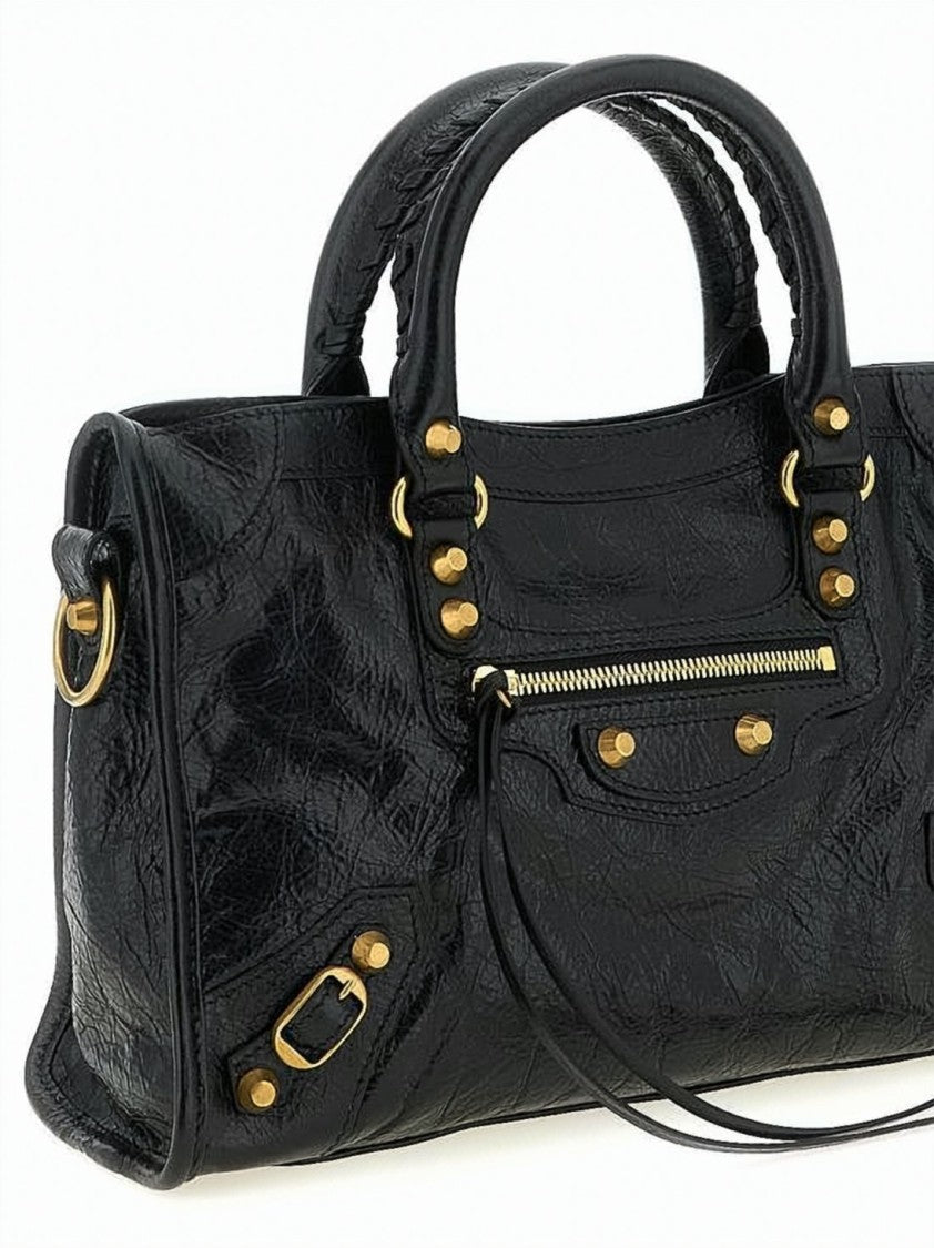 Balenciaga Textured Leather Tote Bag With Round Handles