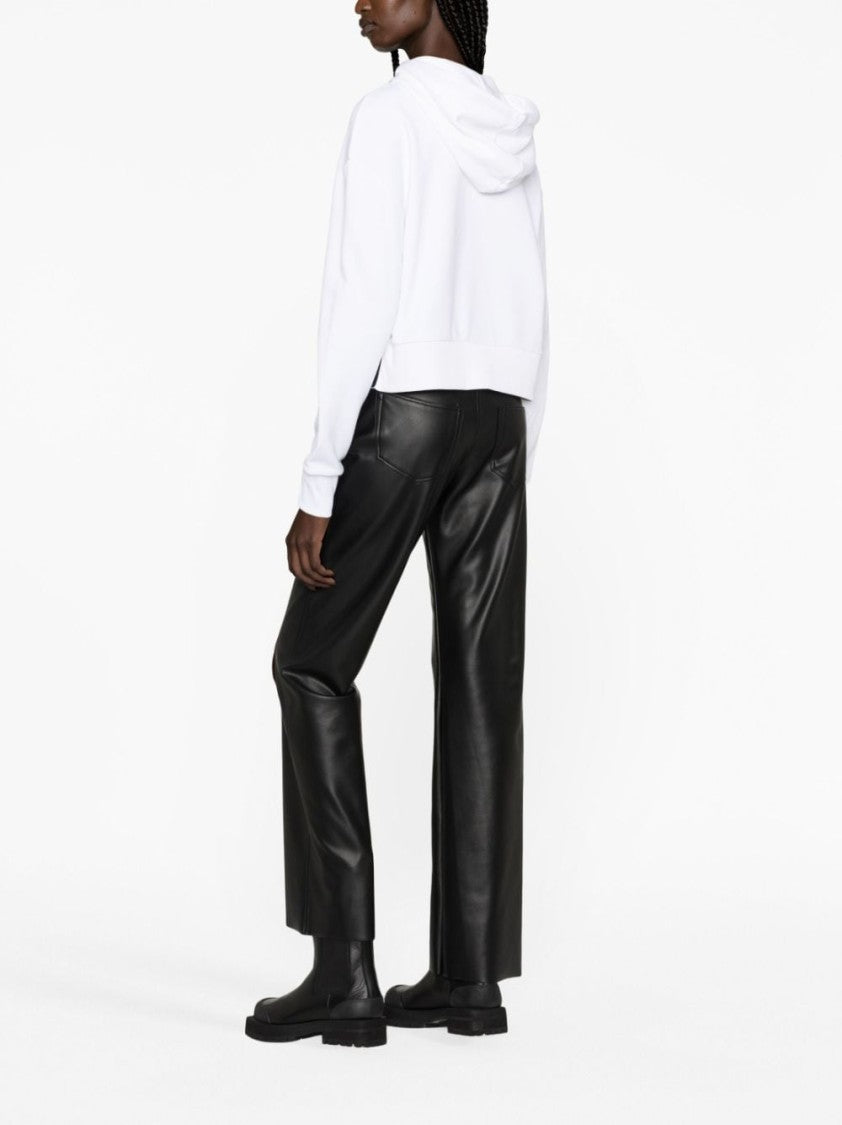 Balmain Flocked-Logo Cropped Hoodie