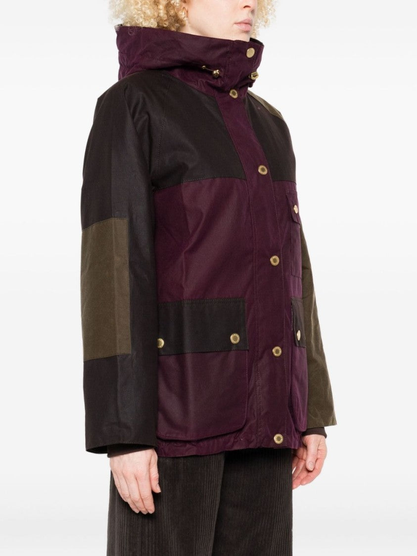 Barbour Patchwork Design Bordeaux Jacket With Hood
