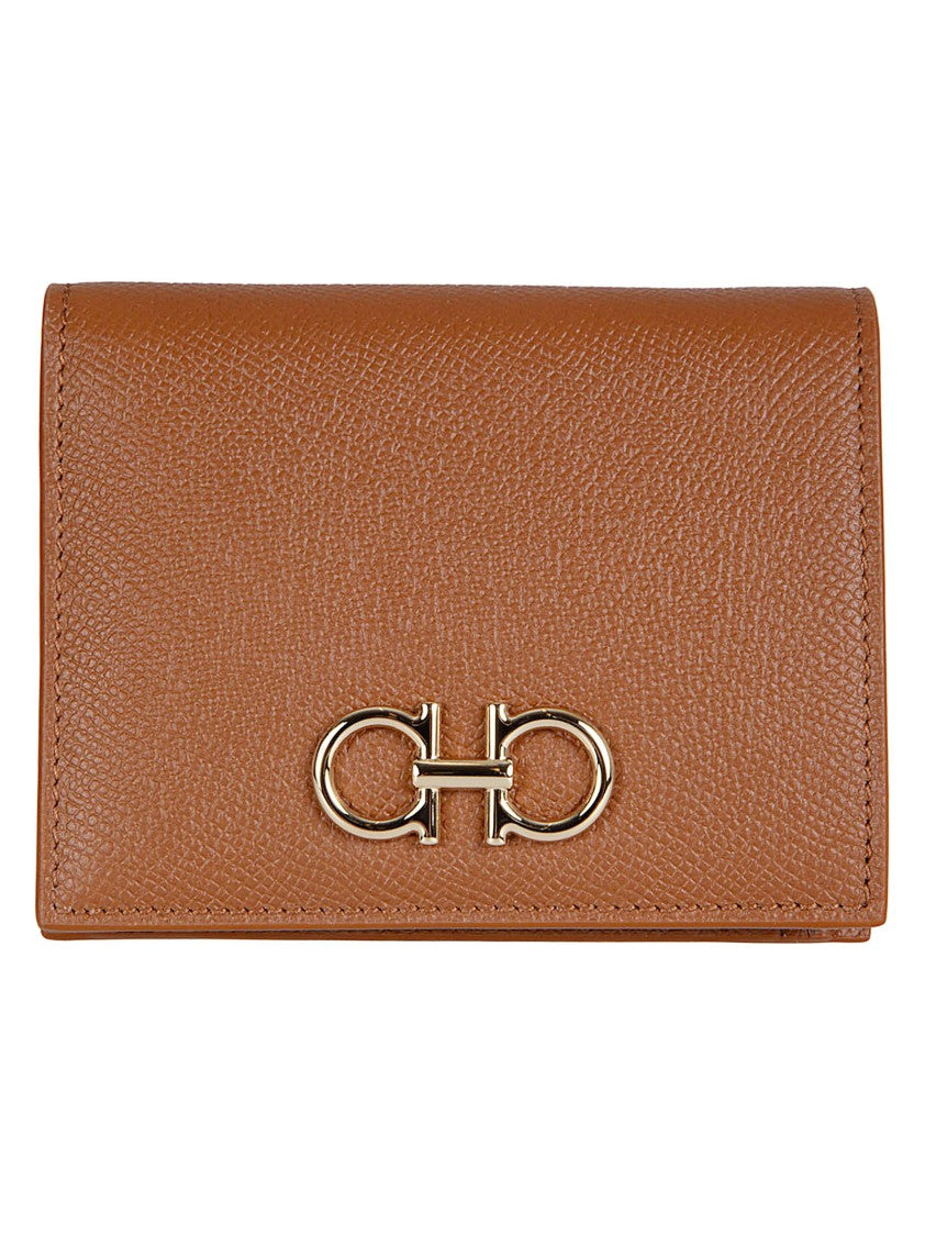 Ferragamo Textured Calf Leather Wallet With Gold-Tone Gancini Buckle