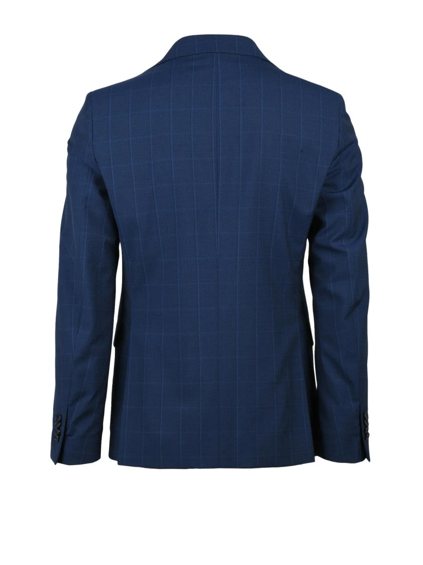 Paoloni Tailored Blue Virgin Wool Suit With Rounded Jacket And Classic Trousers