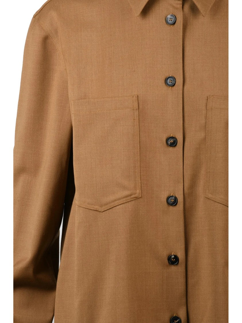Tela Caramel Modern Fit Virgin Wool-Blend Shirt