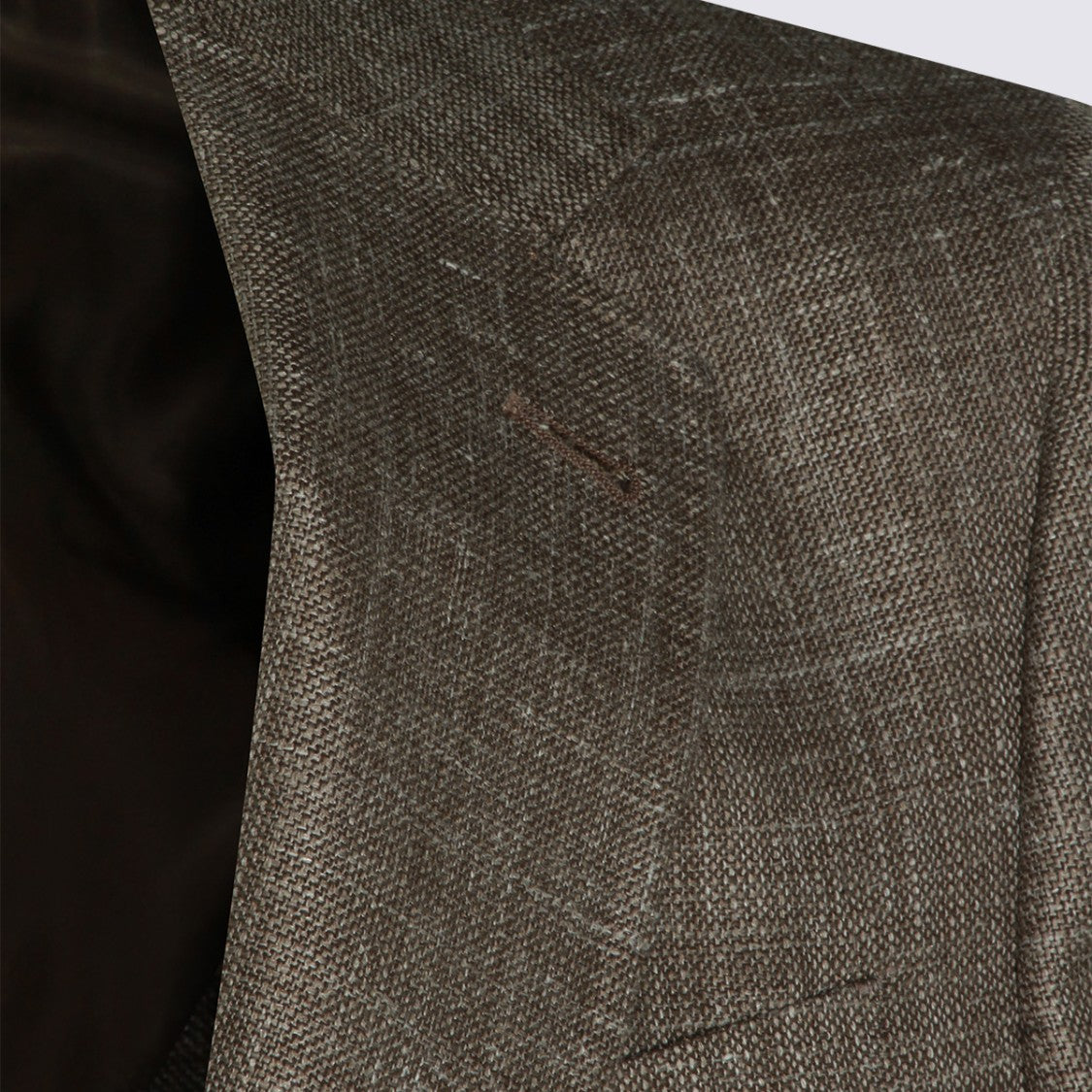 Canali Tailored Brown Blazer With Notch Lapels And Textured Pattern