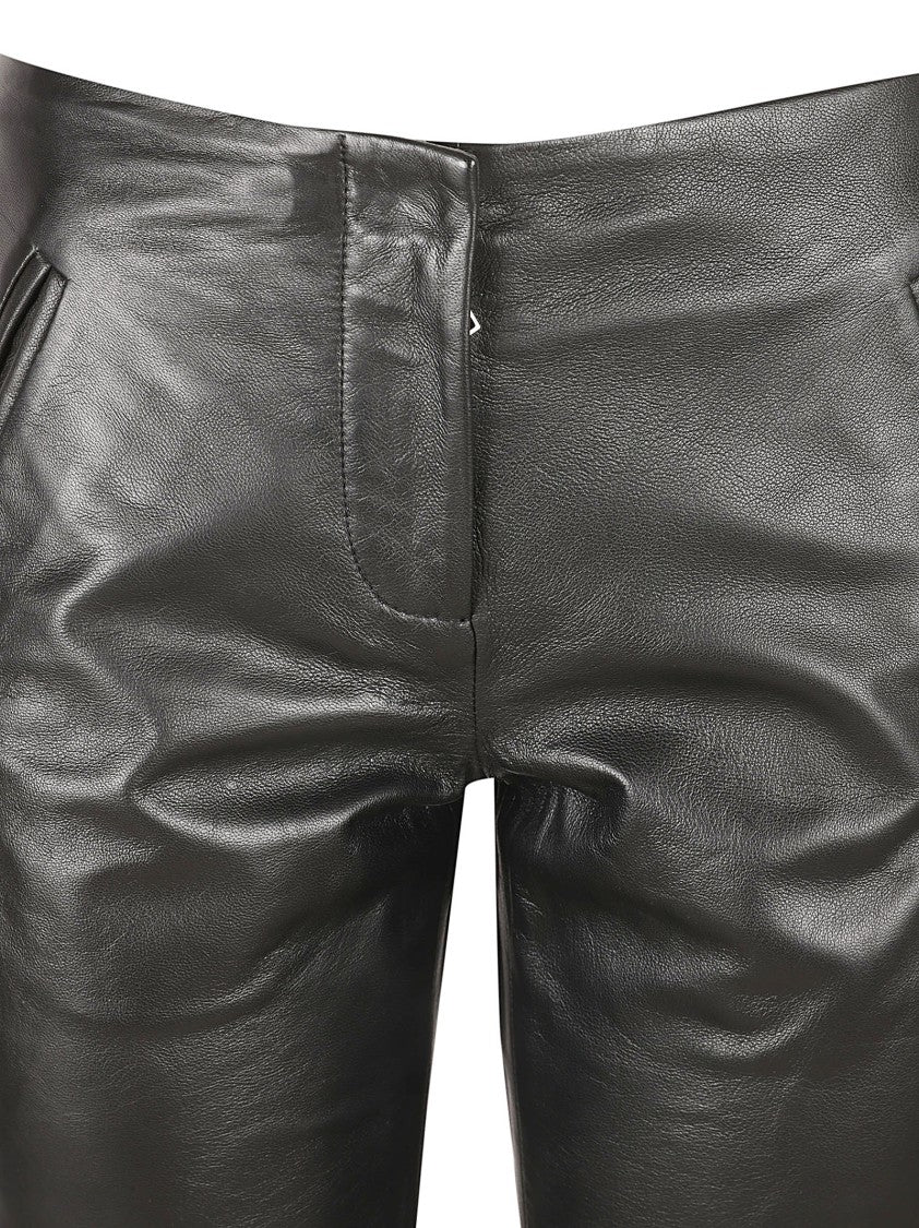 Alberta Ferretti Tailored Black Leather Trousers
