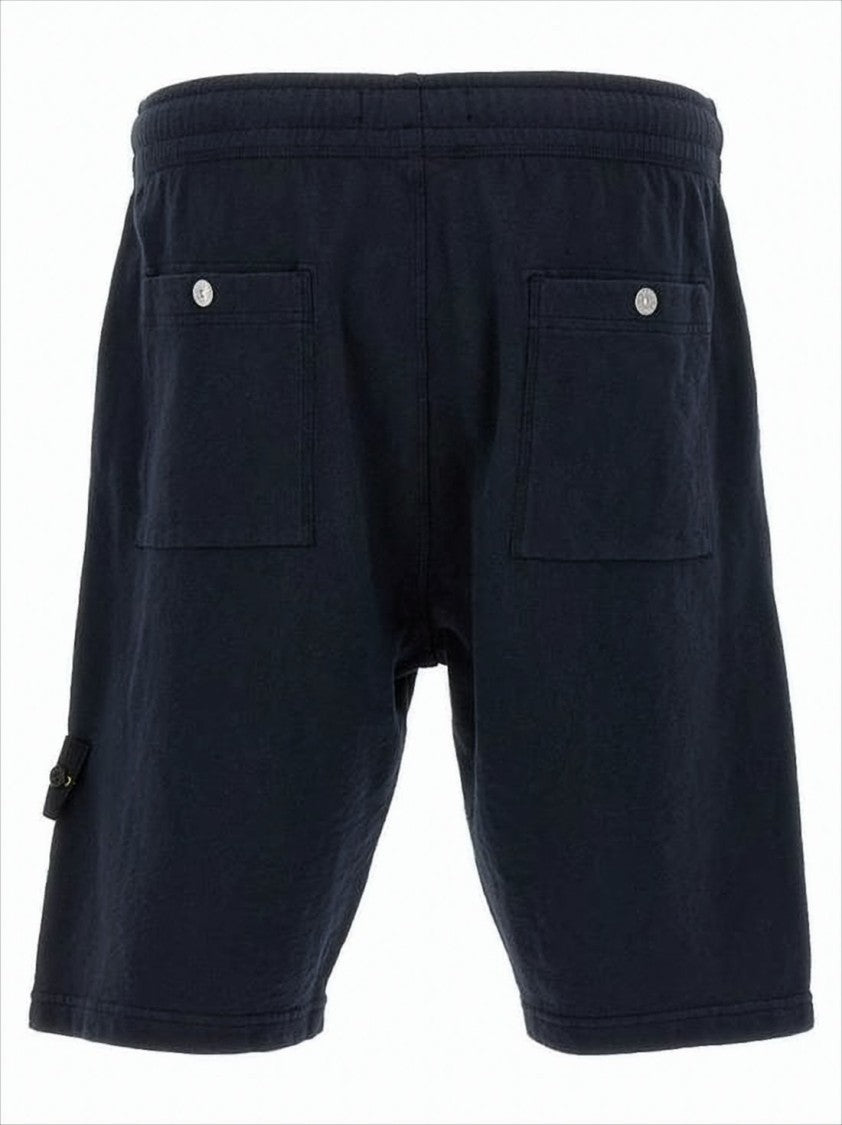 Stone Island Relaxed Fit Blue Cotton Shorts