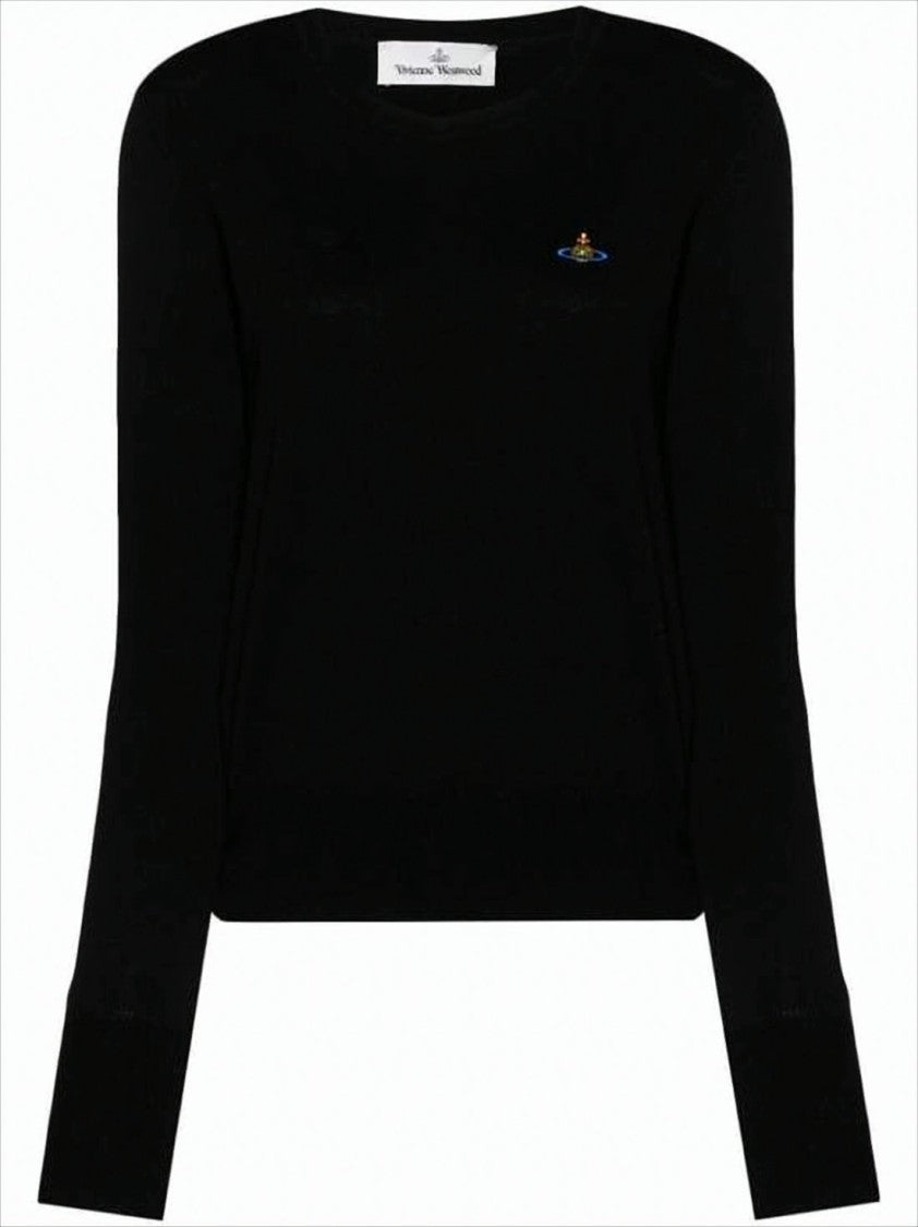 Vivienne Westwood Black Knit Sweater With Cream Pleated Hem