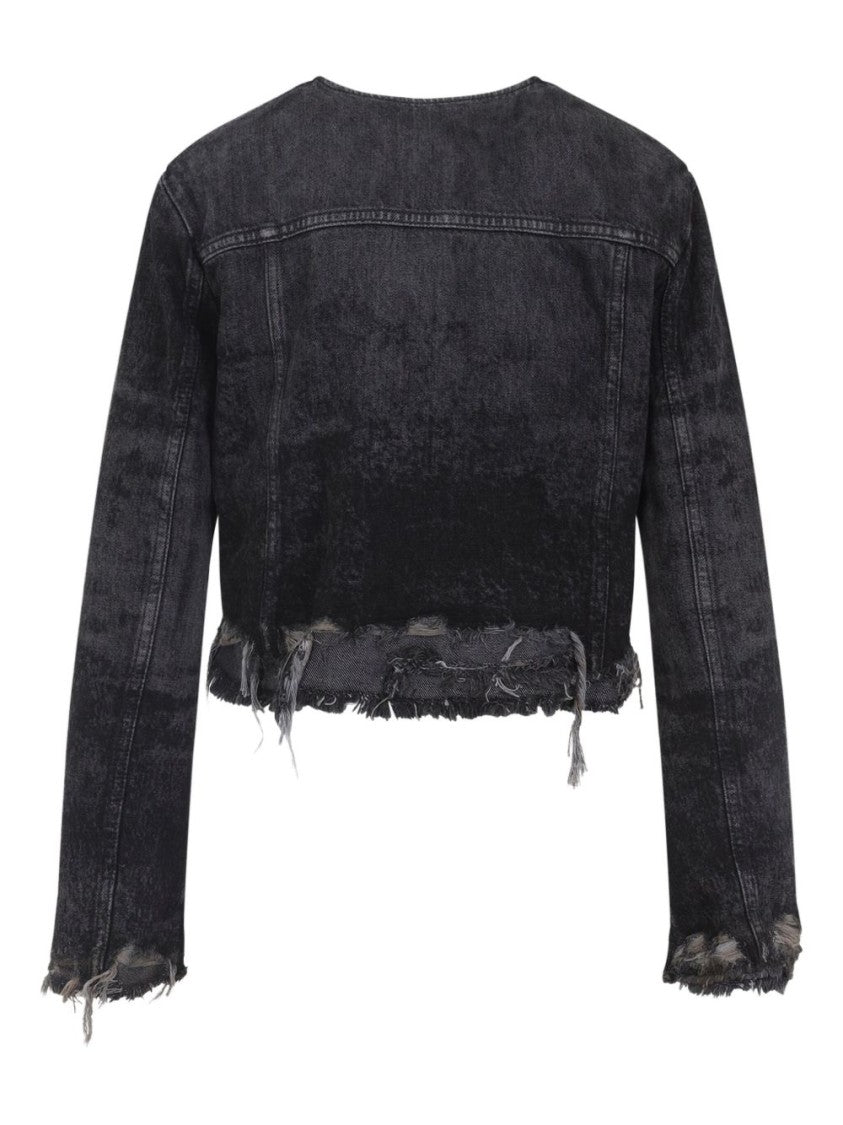 Diesel Cropped Jacket With Distressed Hem