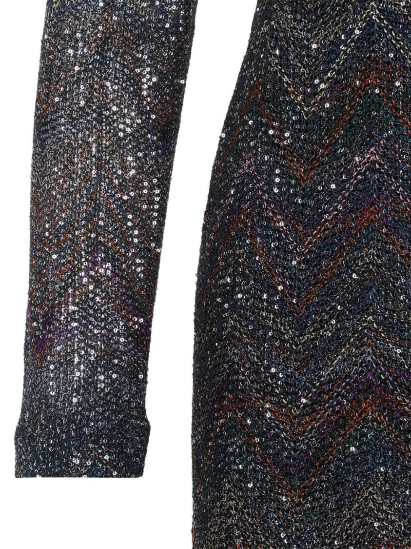 Missoni Zigzag Sequined Dress With Deep V-Neckline