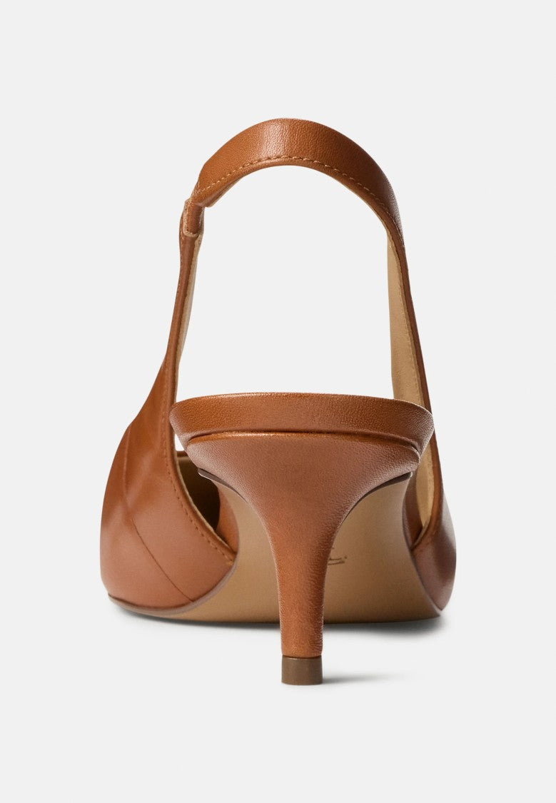 Lauren Ralph Lauren Brown Smooth Calf Slingback Pumps