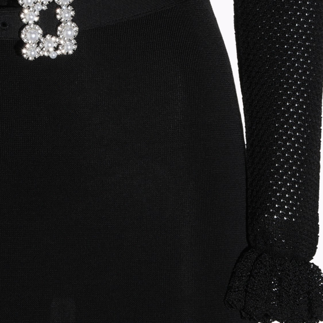 Self-Portrait Black Ruffled Hem Floral Midi Dress