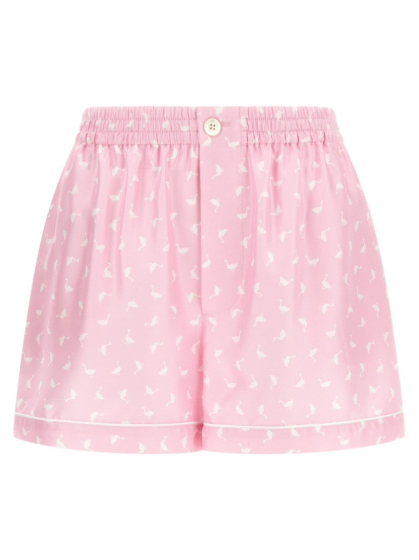 Moschino Pleated Cotton Poplin Shorts With Two-Tone Waistband