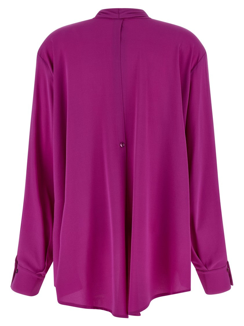 Di.La3 Pari' Lavallière Collar Silk Crepe De Chine Shirt