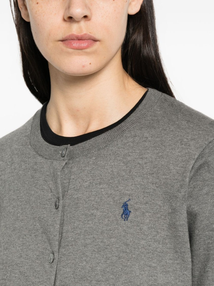 Polo Ralph Lauren Classic Grey Knit Sweater With Button-Down Front