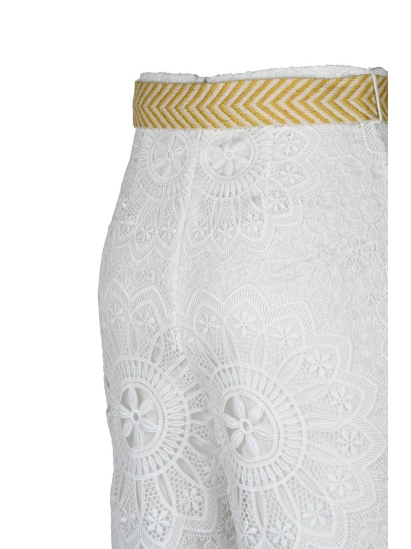 Zimmermann High-Waisted Broderie Anglaise Trousers With Flared Leg